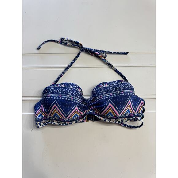 Endless Sun Bikini Top Blue Tribal Aztec Beach Womens Medium - Picture 1 of 3